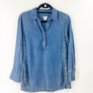 ✅ Chico’s Denim CHAMBRAY Shirt Size 0 LONG SLEEVE